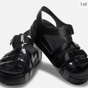 Crocs Glossy Fisherman Blabk Women's 11